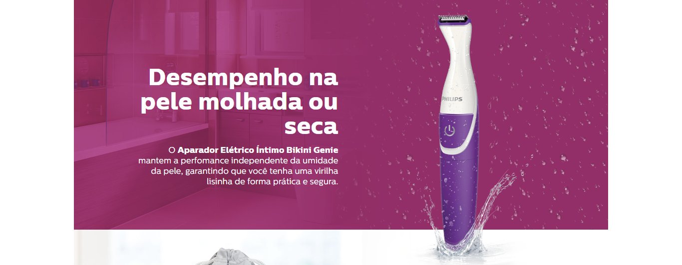 Aparador de Pelos íntimos Philips Bikini Genie Branco/Roxo - BRT383/15